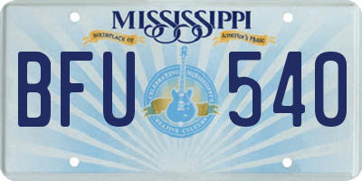 MS license plate BFU540