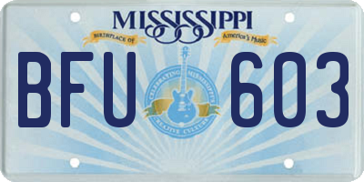 MS license plate BFU603
