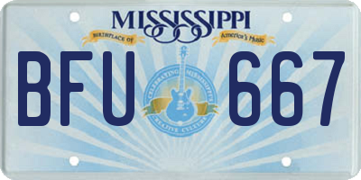MS license plate BFU667