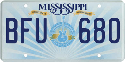 MS license plate BFU680