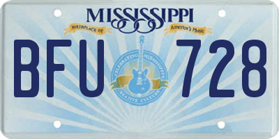 MS license plate BFU728