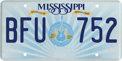 MS license plate BFU752