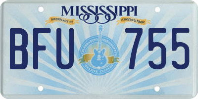 MS license plate BFU755