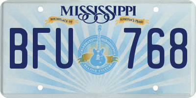 MS license plate BFU768