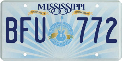 MS license plate BFU772