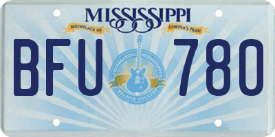MS license plate BFU780