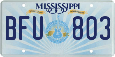 MS license plate BFU803