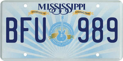 MS license plate BFU989