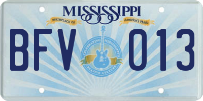 MS license plate BFV013