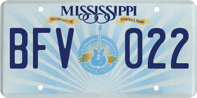 MS license plate BFV022
