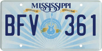 MS license plate BFV361