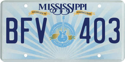 MS license plate BFV403