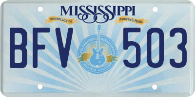 MS license plate BFV503
