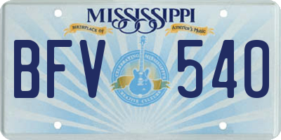 MS license plate BFV540