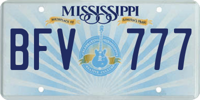 MS license plate BFV777