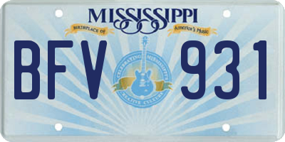 MS license plate BFV931