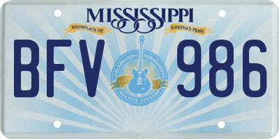 MS license plate BFV986