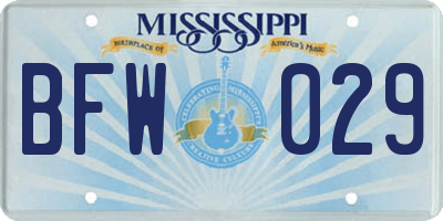 MS license plate BFW029