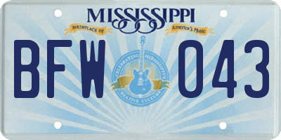 MS license plate BFW043
