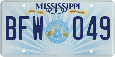 MS license plate BFW049
