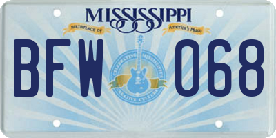 MS license plate BFW068