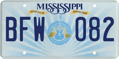 MS license plate BFW082