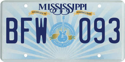 MS license plate BFW093