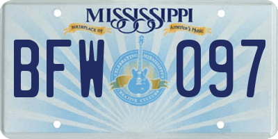 MS license plate BFW097