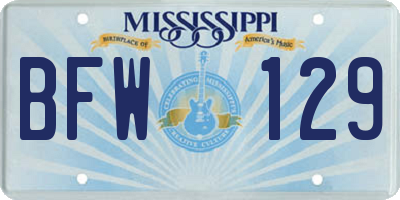 MS license plate BFW129