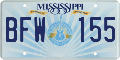 MS license plate BFW155