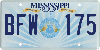 MS license plate BFW175