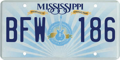 MS license plate BFW186