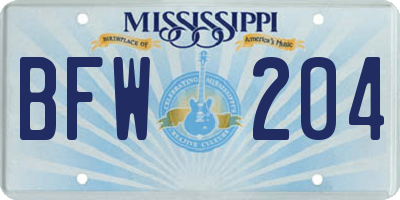 MS license plate BFW204