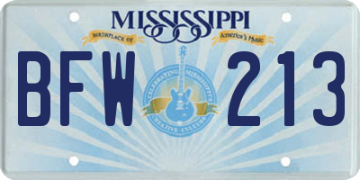 MS license plate BFW213