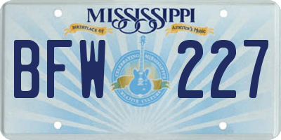 MS license plate BFW227