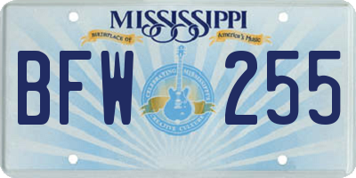 MS license plate BFW255