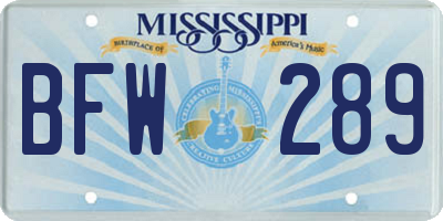 MS license plate BFW289