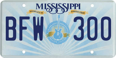 MS license plate BFW300