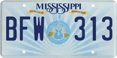 MS license plate BFW313