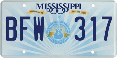 MS license plate BFW317
