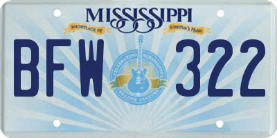 MS license plate BFW322