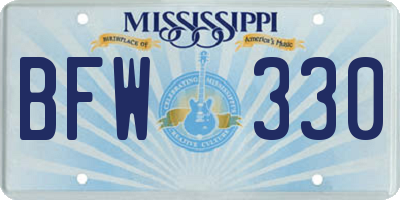 MS license plate BFW330