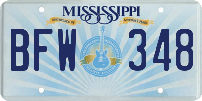 MS license plate BFW348