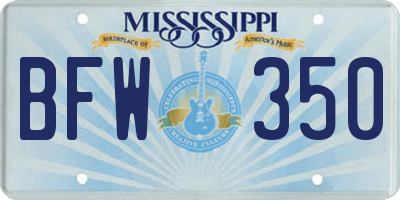 MS license plate BFW350