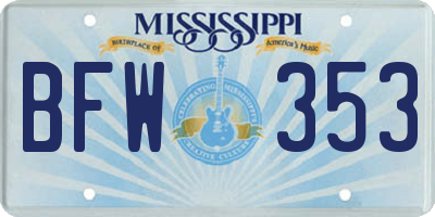 MS license plate BFW353