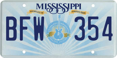 MS license plate BFW354