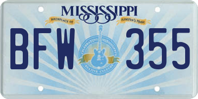 MS license plate BFW355