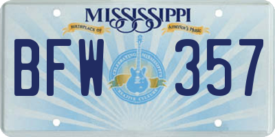 MS license plate BFW357