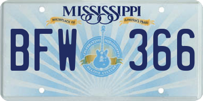 MS license plate BFW366