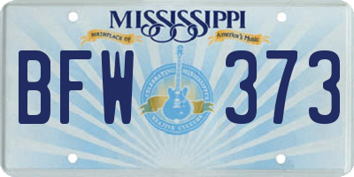 MS license plate BFW373